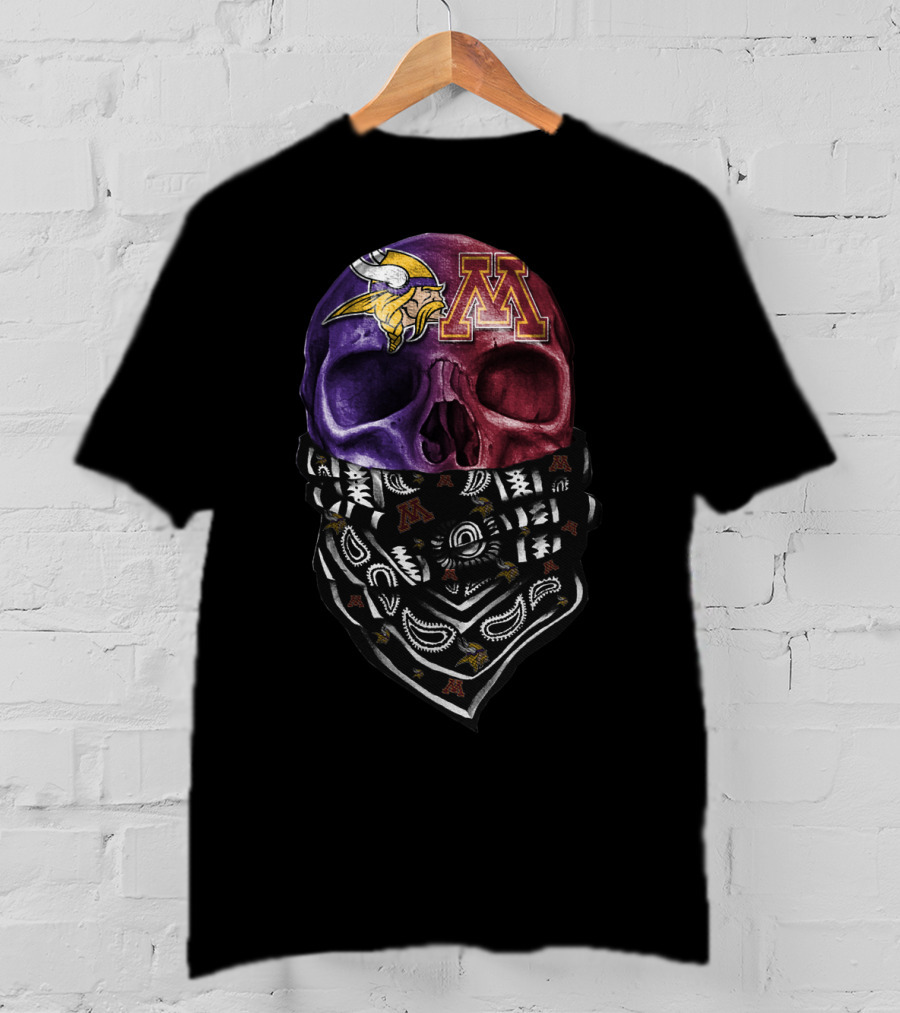 Vikings Gophers Skull Bandana T-Shirt