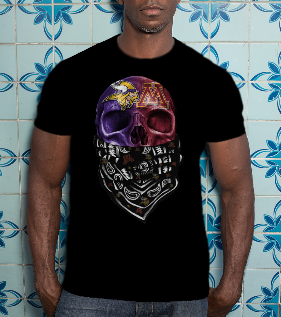 Vikings Gophers Skull Bandana T-Shirt