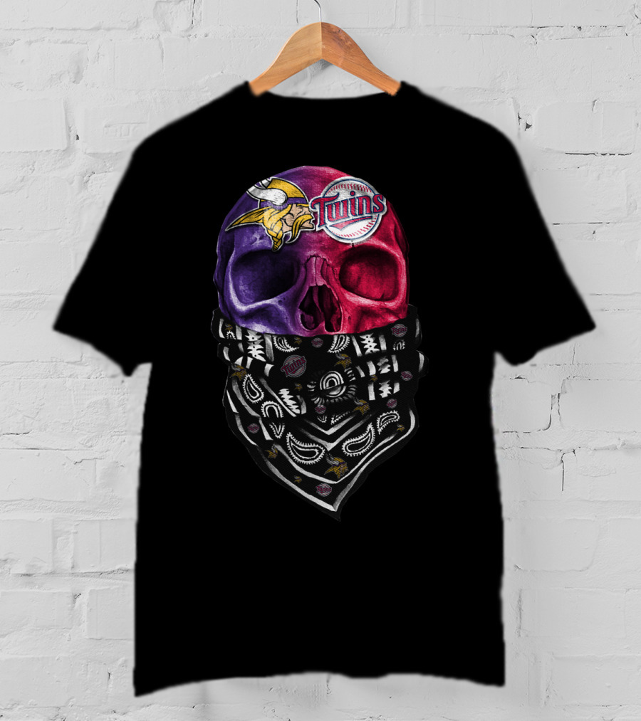 Vikings Twins Skull Bandana Sku 135 T-Shirt