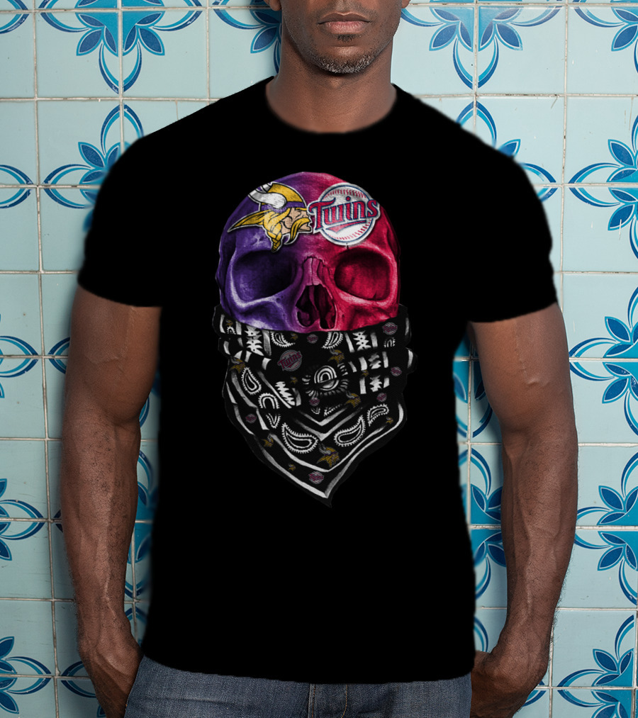Vikings Twins Skull Bandana Sku 135 T-Shirt
