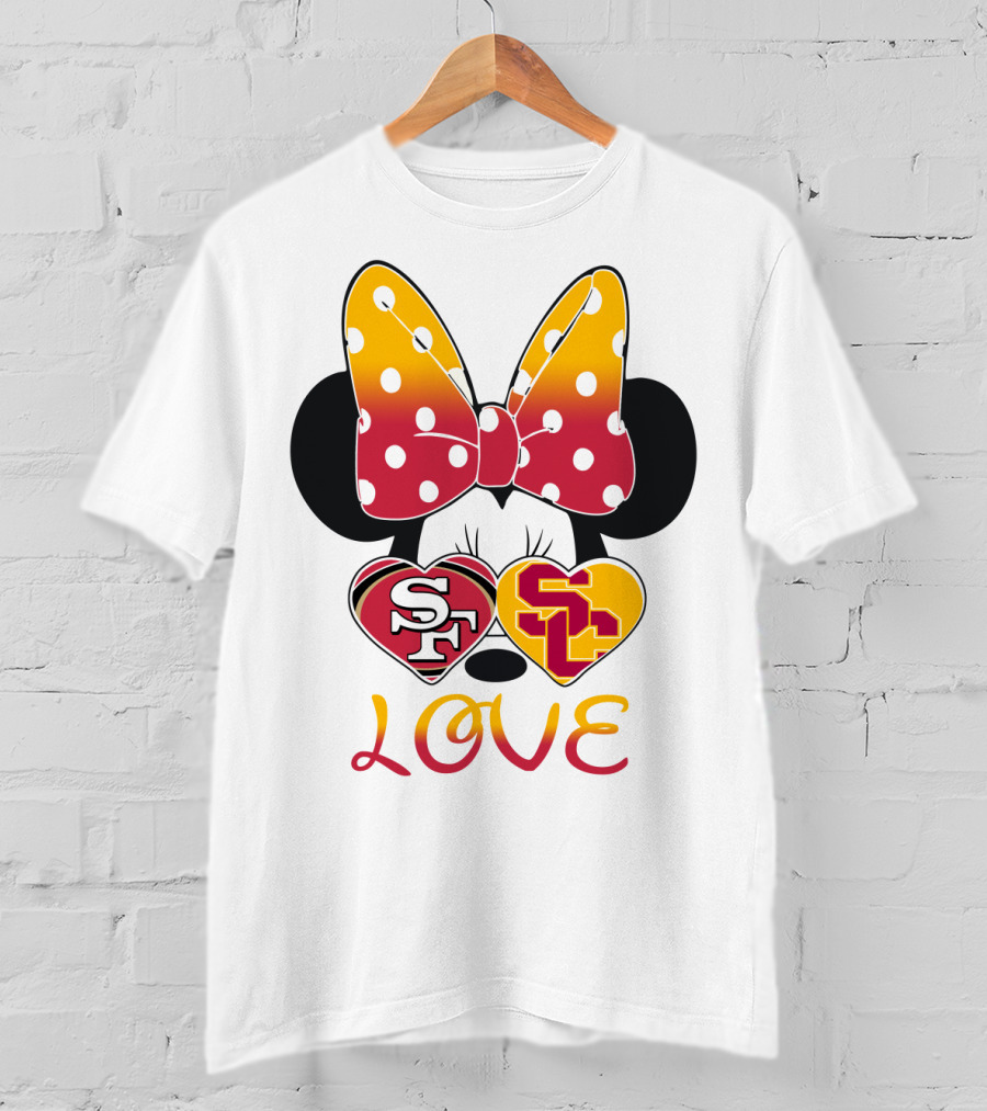 Sf Sc Love Minnie Mouse Bow And Hearts T-Shirt
