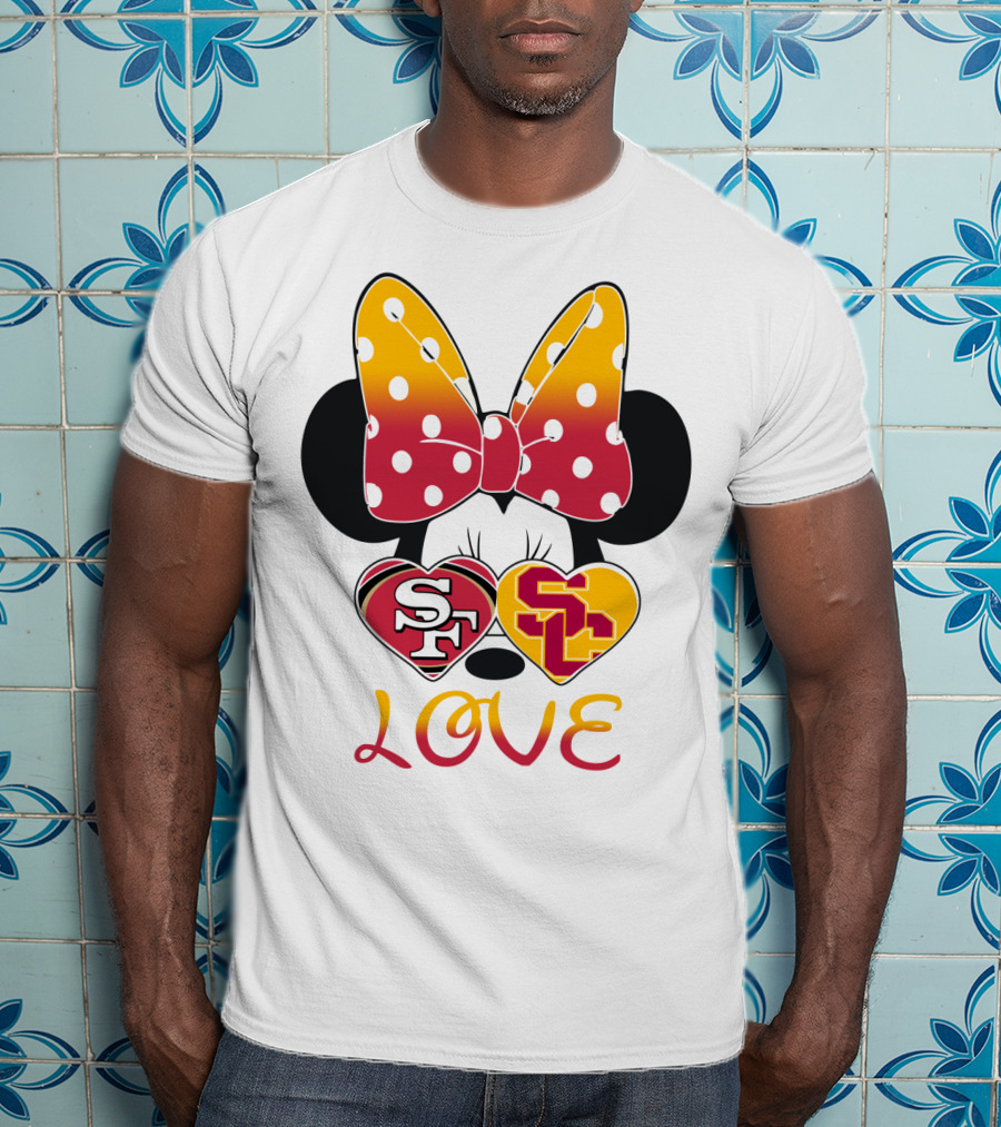 Sf Sc Love Minnie Mouse Bow And Hearts T-Shirt