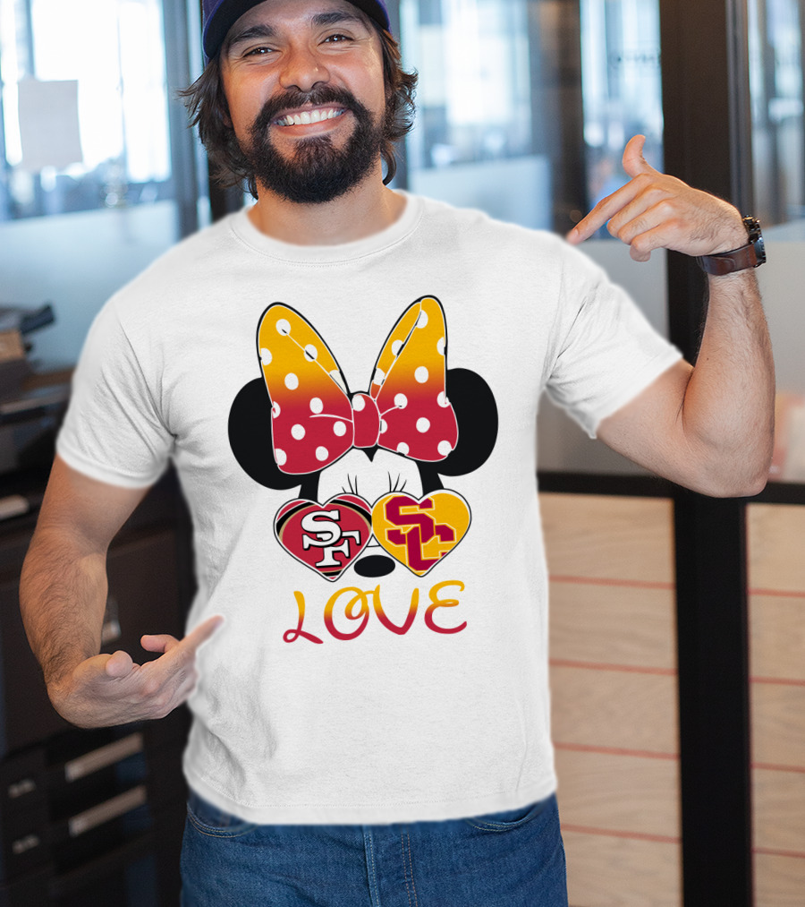 Sf Sc Love Minnie Mouse Bow And Hearts T-Shirt
