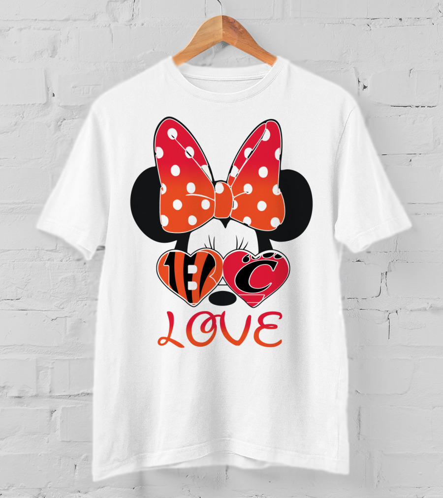 Love Minnie Polka Dot Bow C And B Stripes Hearts T-Shirt