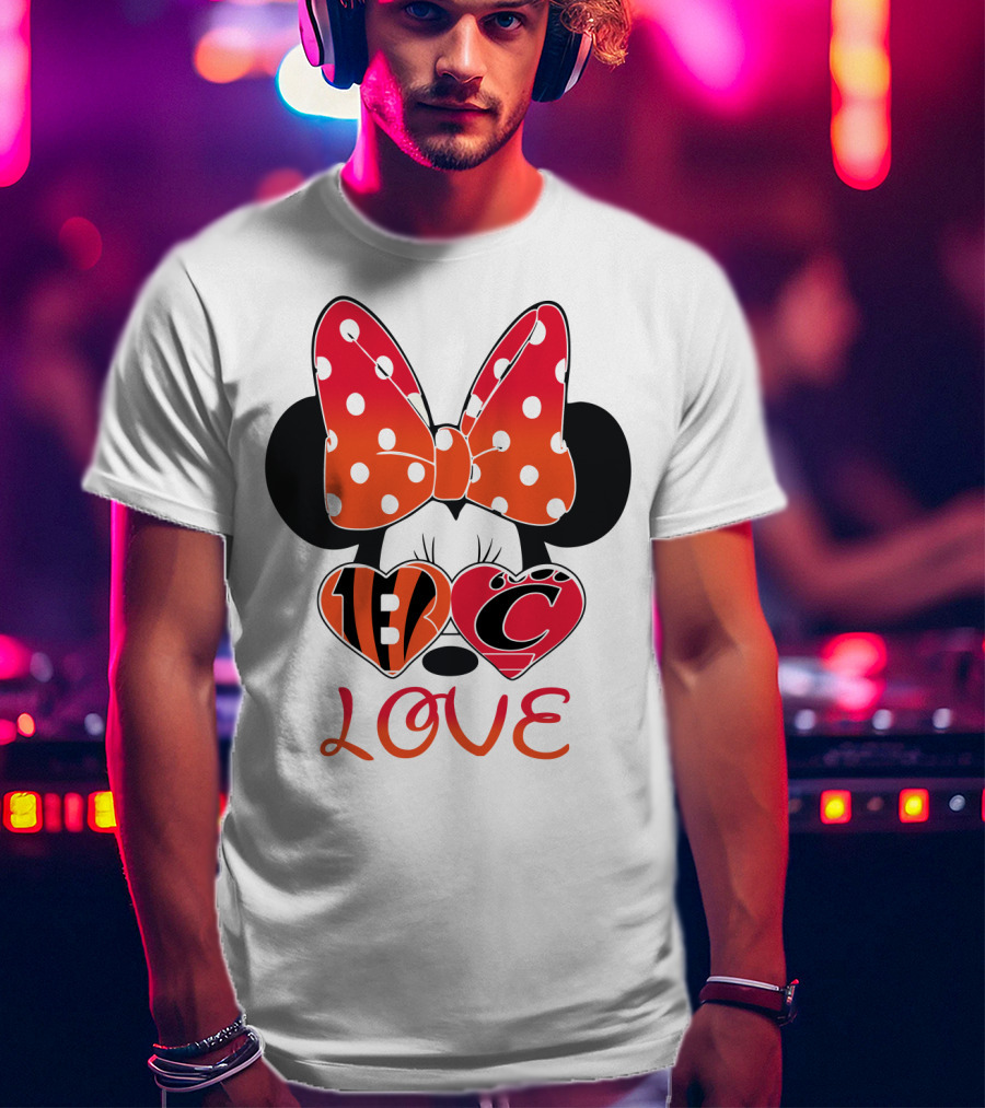 Love Minnie Polka Dot Bow C And B Stripes Hearts T-Shirt