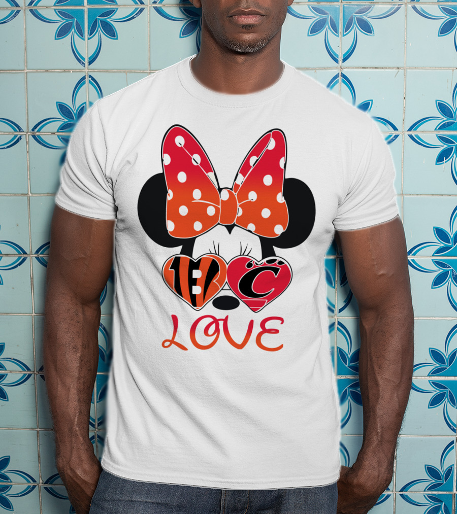 Love Minnie Polka Dot Bow C And B Stripes Hearts T-Shirt