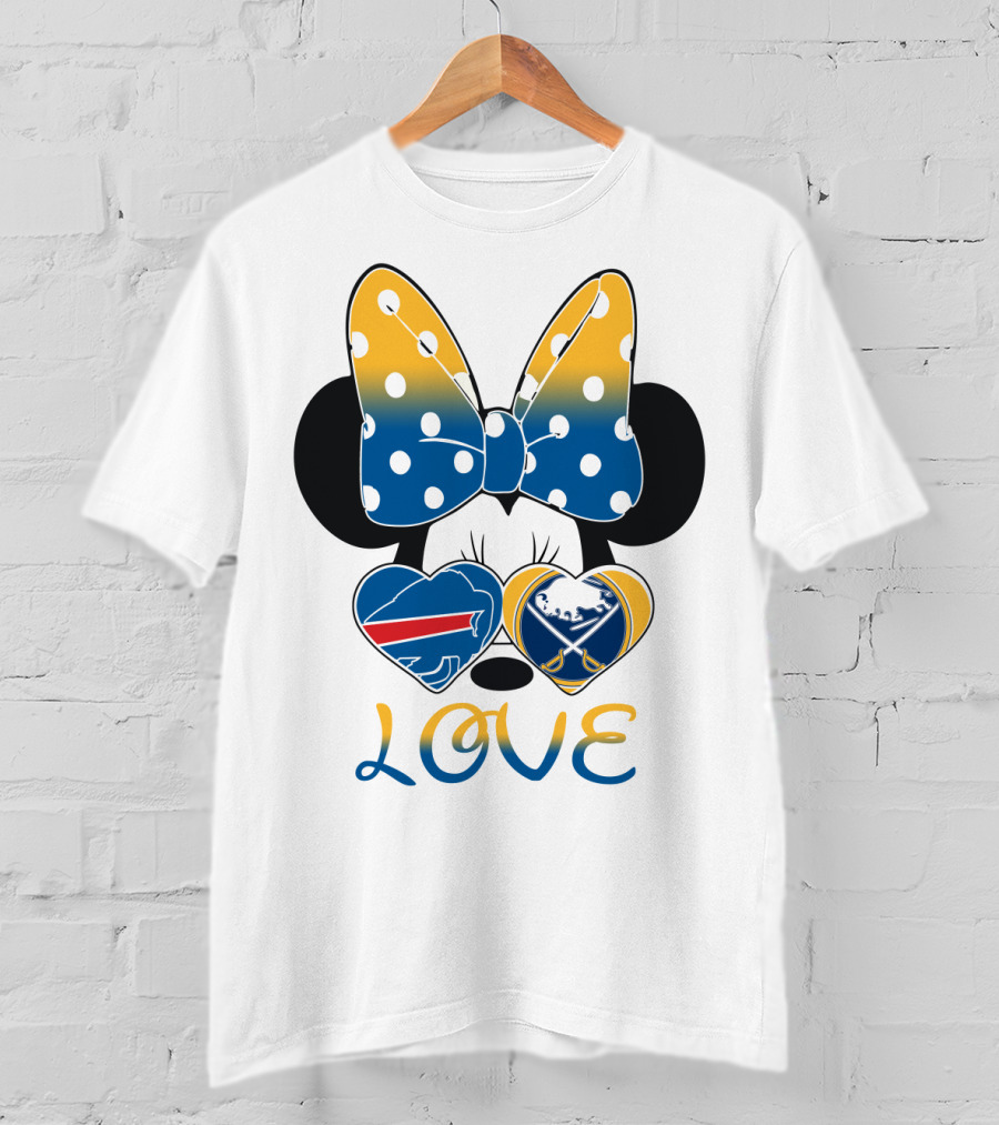 Love Mickey Bow Buffalo Sabres Bills Heart T-Shirt