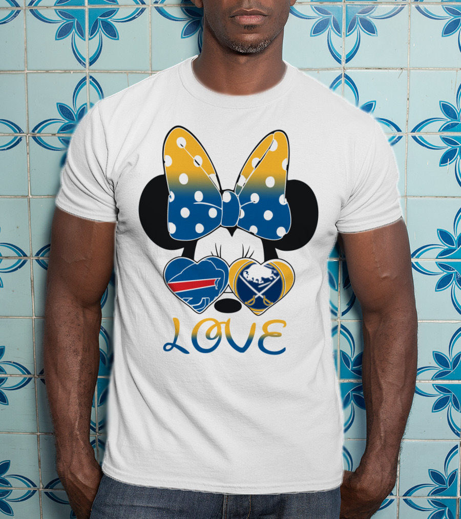 Love Mickey Bow Buffalo Sabres Bills Heart T-Shirt