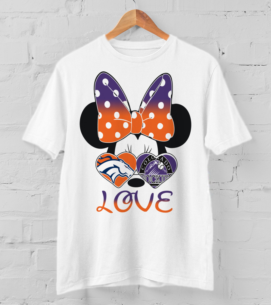 Minnie Mouse Colorado Rockies Denver Broncos Love T-Shirt