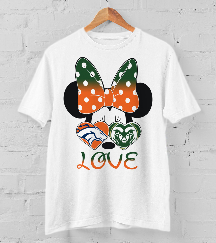 Minnie Love Denver Broncos And Colorado State Rams T-Shirt
