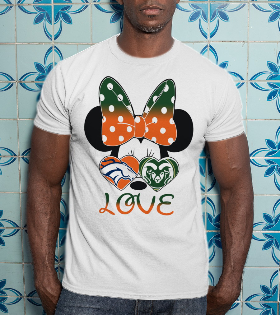 Minnie Love Denver Broncos And Colorado State Rams T-Shirt