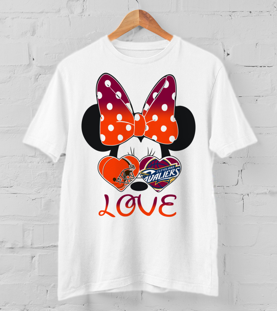 Love Cleveland Browns Cavaliers Minnie Bow T-Shirt