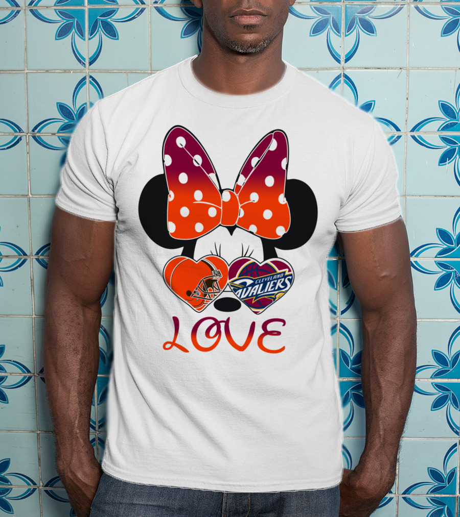 Love Cleveland Browns Cavaliers Minnie Bow T-Shirt