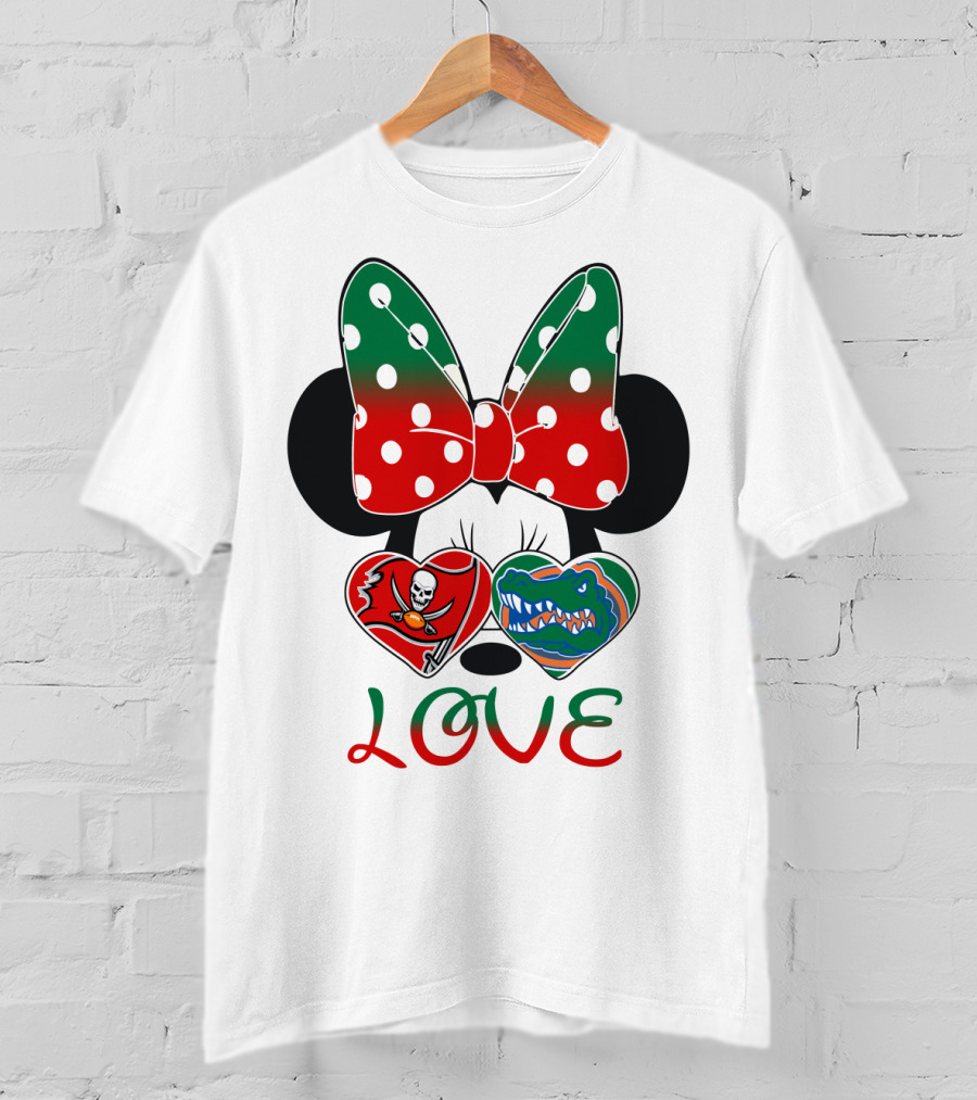Minnie Love Tampa Bay Buccaneers Florida Gators Holiday Bow T-Shirt