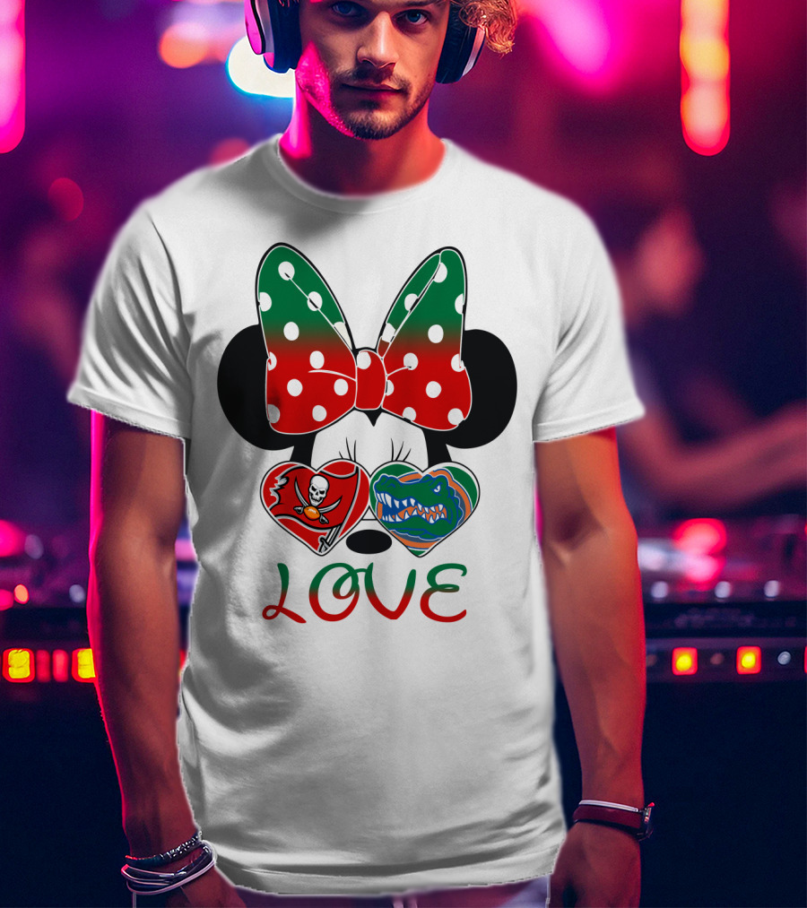 Minnie Love Tampa Bay Buccaneers Florida Gators Holiday Bow T-Shirt