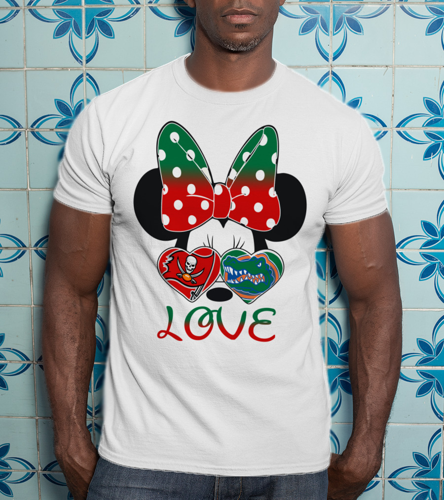 Minnie Love Tampa Bay Buccaneers Florida Gators Holiday Bow T-Shirt