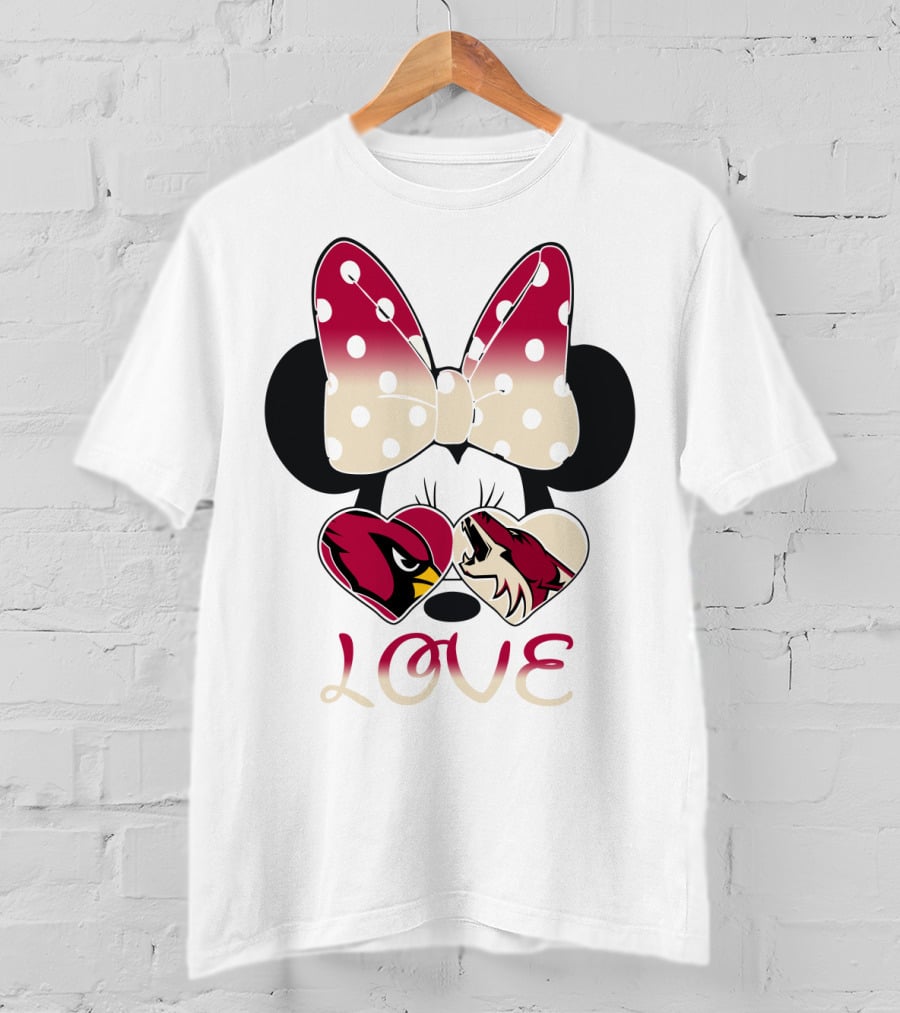 Mic 028 Minnie Bow Cardinals Coyotes Love T-Shirt