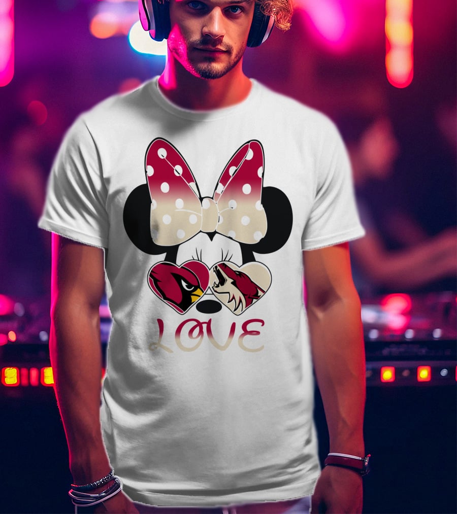 Mic 028 Minnie Bow Cardinals Coyotes Love T-Shirt