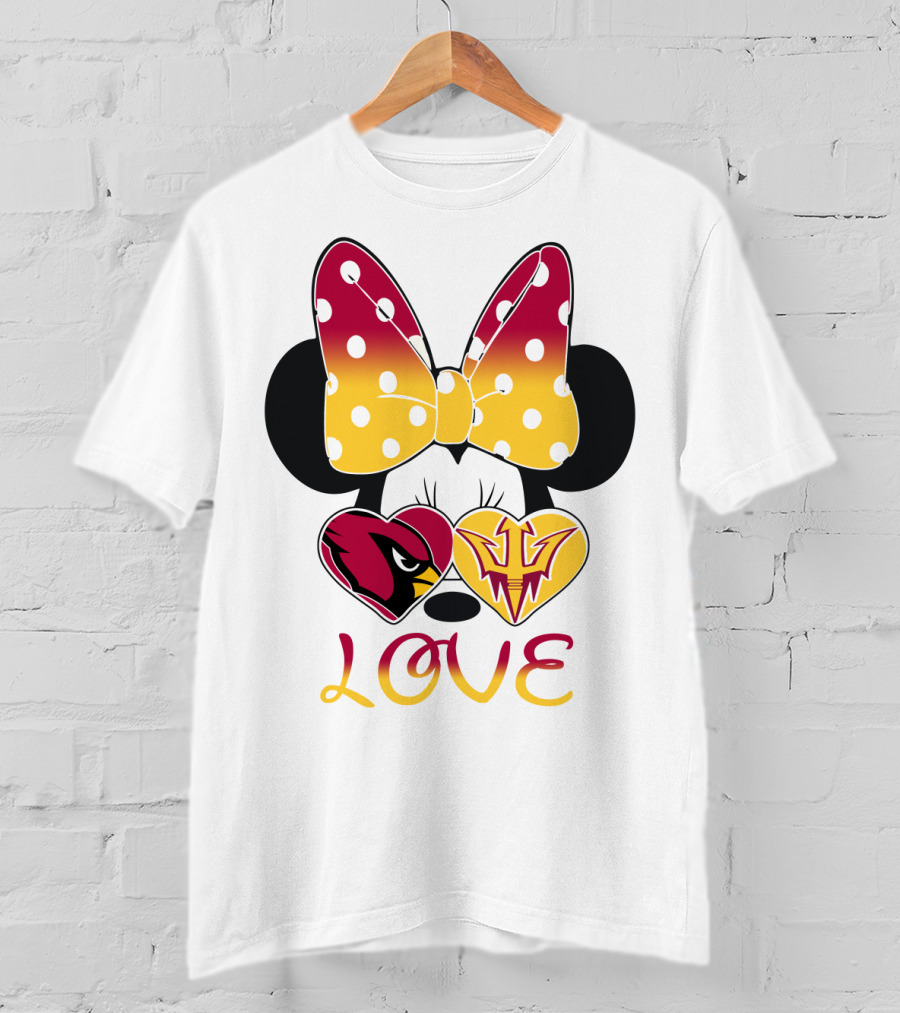 Love Minnie Arizona Cardinals Asu Sun Devils Hearts T-Shirt