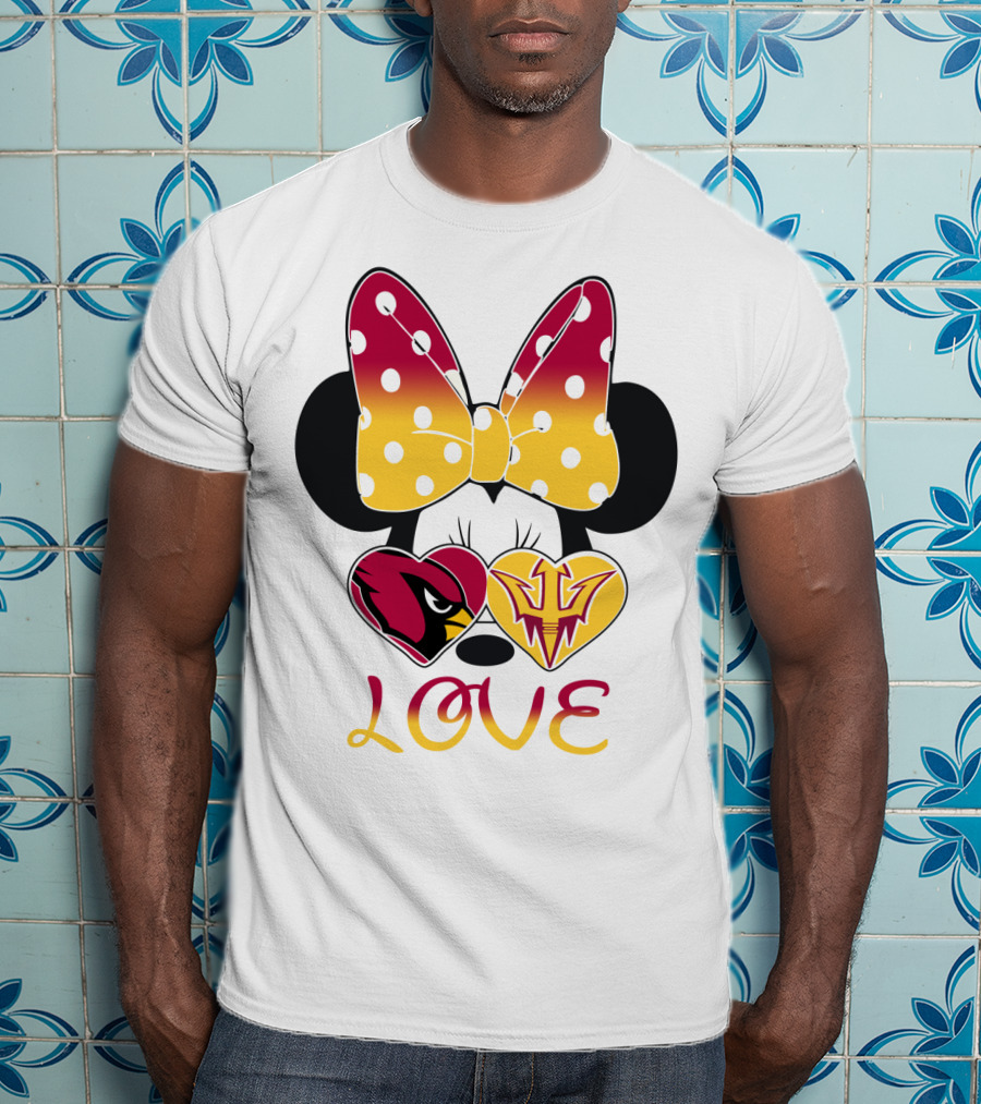 Love Minnie Arizona Cardinals Asu Sun Devils Hearts T-Shirt