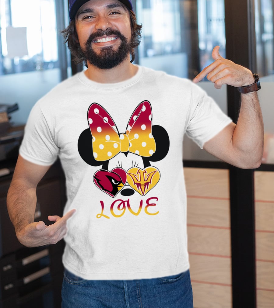 Love Minnie Arizona Cardinals Asu Sun Devils Hearts T-Shirt