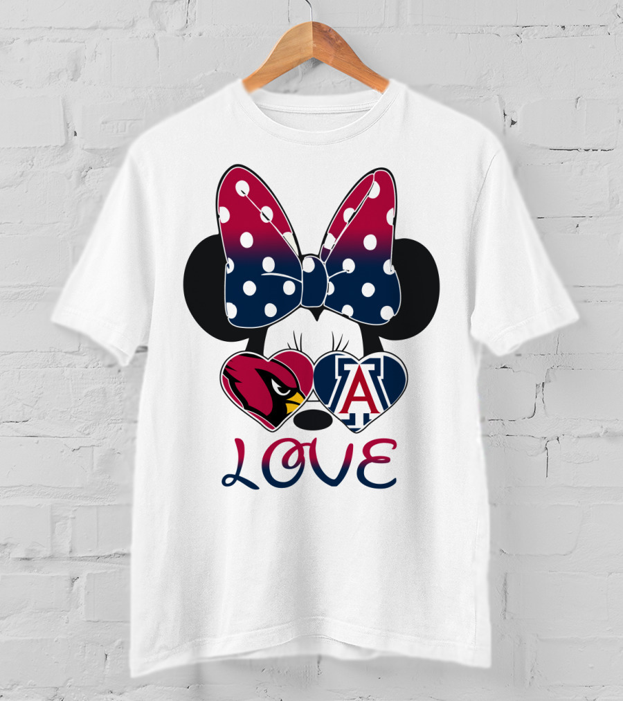 Minnie Mouse Cardinals Arizona Wildcats Love T-Shirt