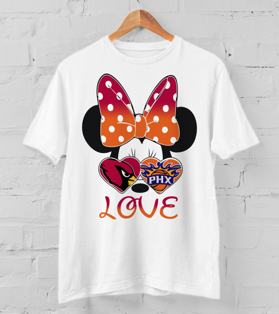 Love Mickey Mouse Minnie Bow Arizona Cardinals Phoenix Suns T-Shirt