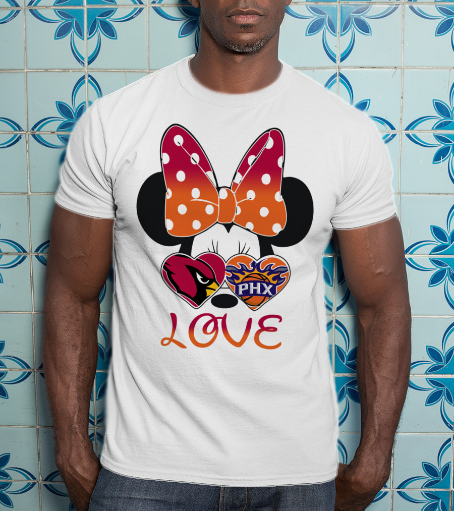 Love Mickey Mouse Minnie Bow Arizona Cardinals Phoenix Suns T-Shirt