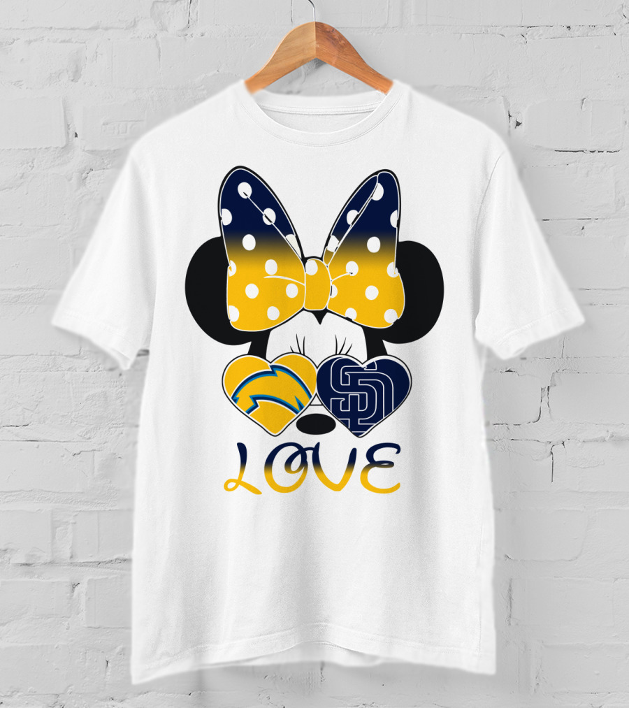 Love San Diego Chargers Padres Bow Minnie T-Shirt