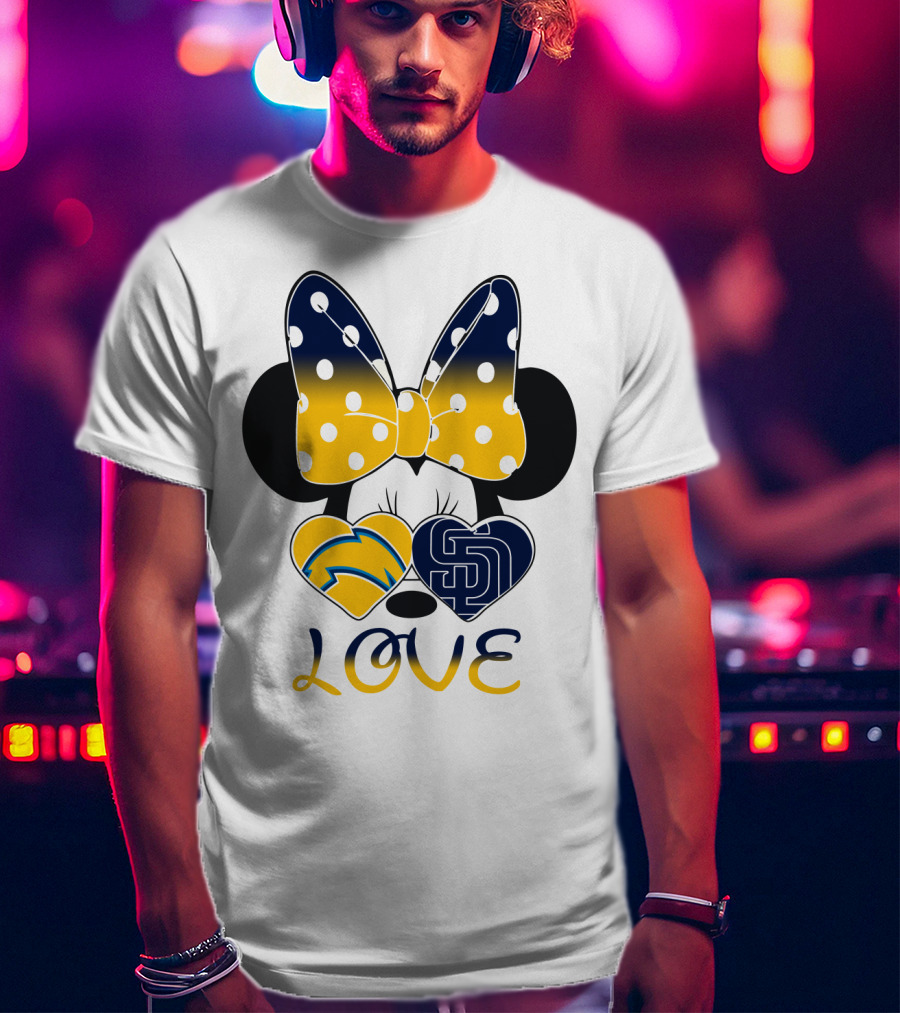 Love San Diego Chargers Padres Bow Minnie T-Shirt