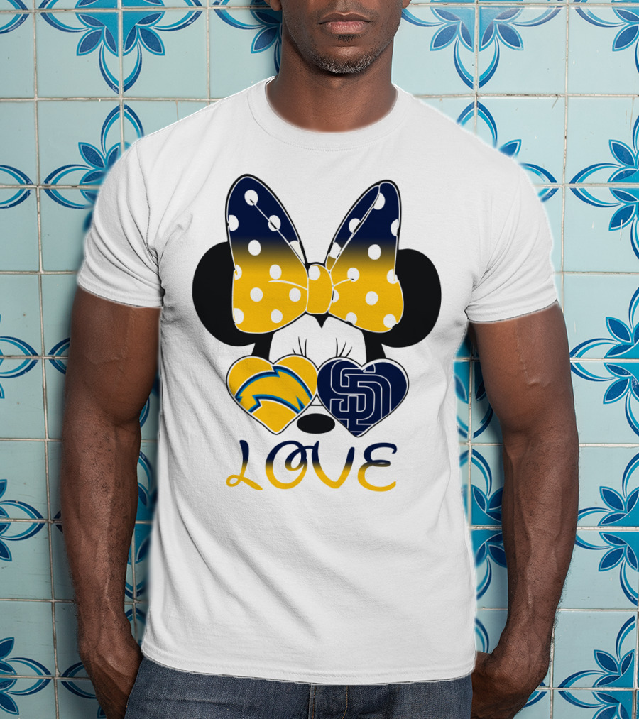Love San Diego Chargers Padres Bow Minnie T-Shirt