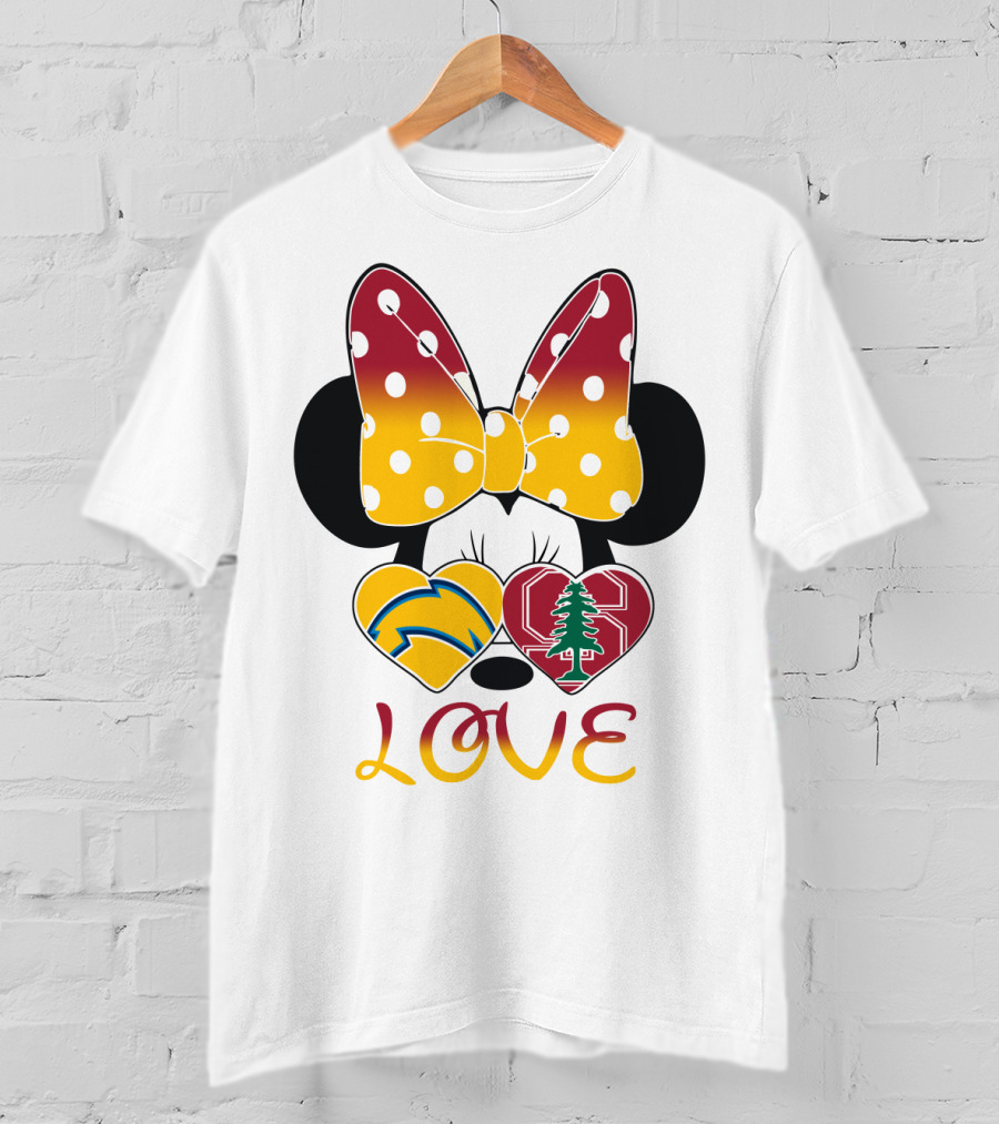 Minnie Mouse Love Heart Chargers Stanford Tree T-Shirt