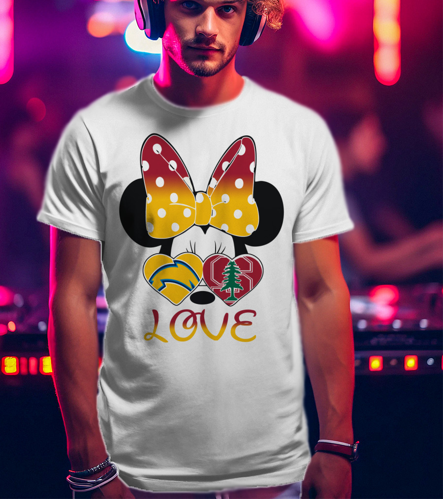 Minnie Mouse Love Heart Chargers Stanford Tree T-Shirt