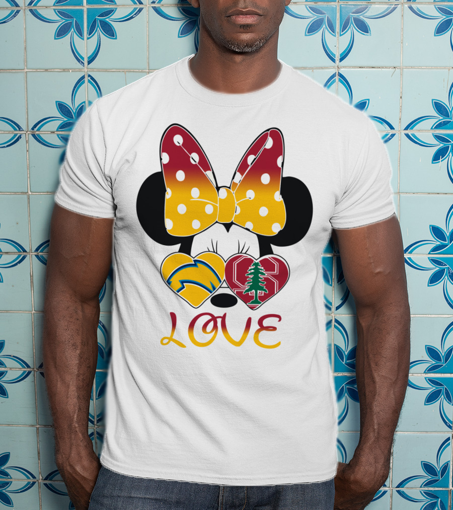 Minnie Mouse Love Heart Chargers Stanford Tree T-Shirt