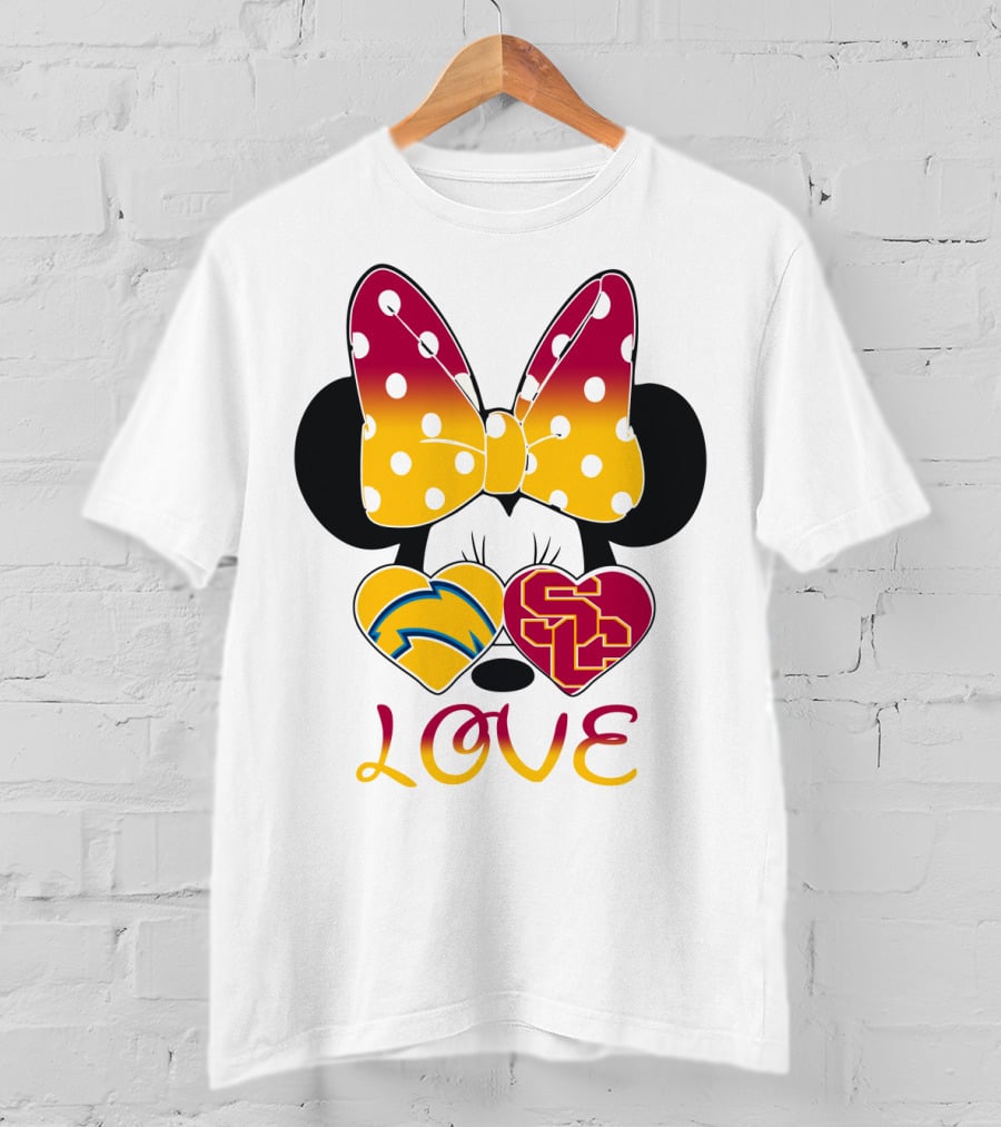 Love Minnie Chargers Usc Heart T-Shirt
