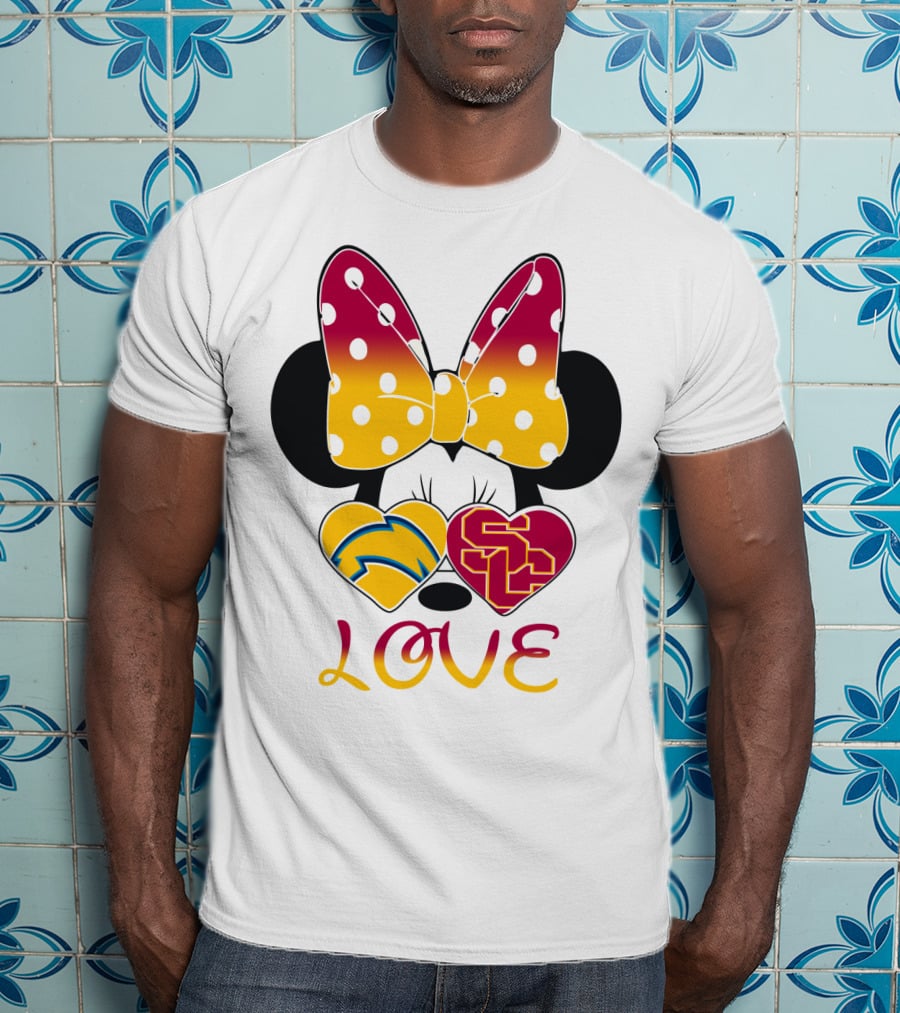 Love Minnie Chargers Usc Heart T-Shirt