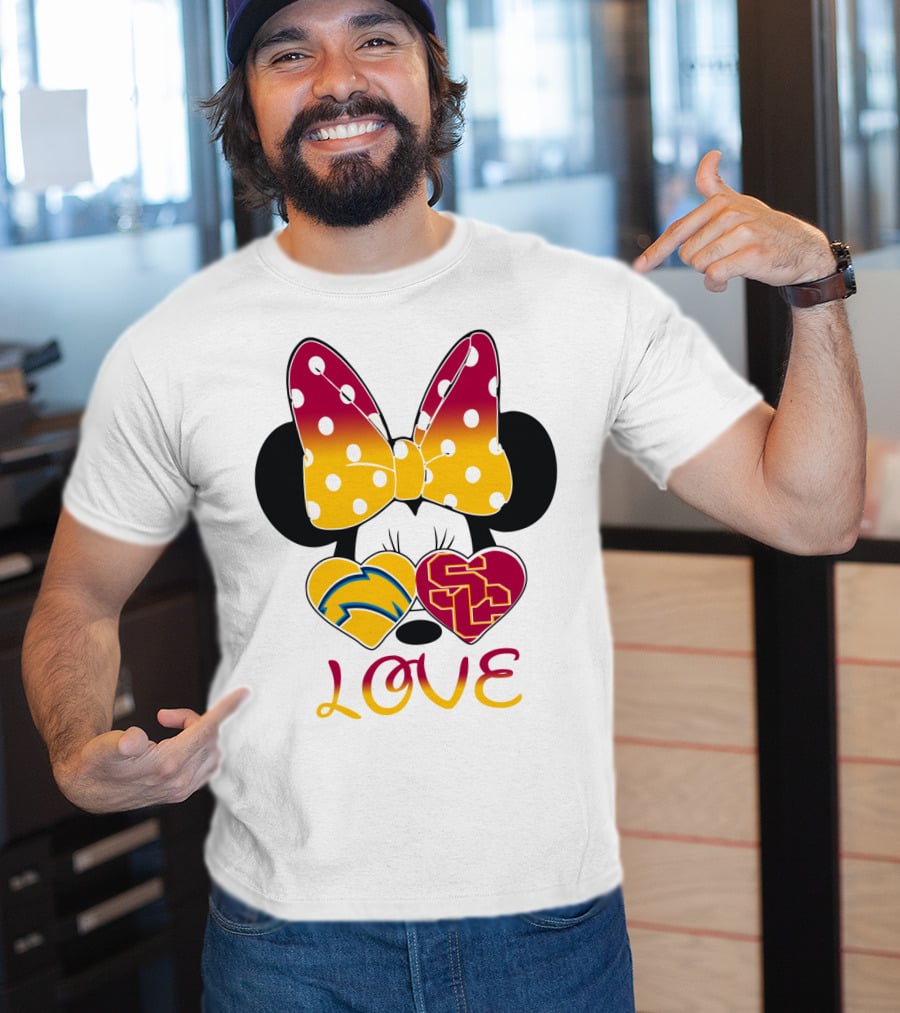 Love Minnie Chargers Usc Heart T-Shirt