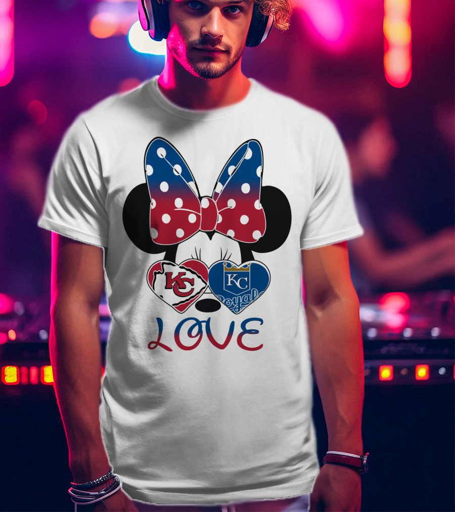 Love Minnie Mouse Kc Chiefs Royals Disney Kansas City T-Shirt