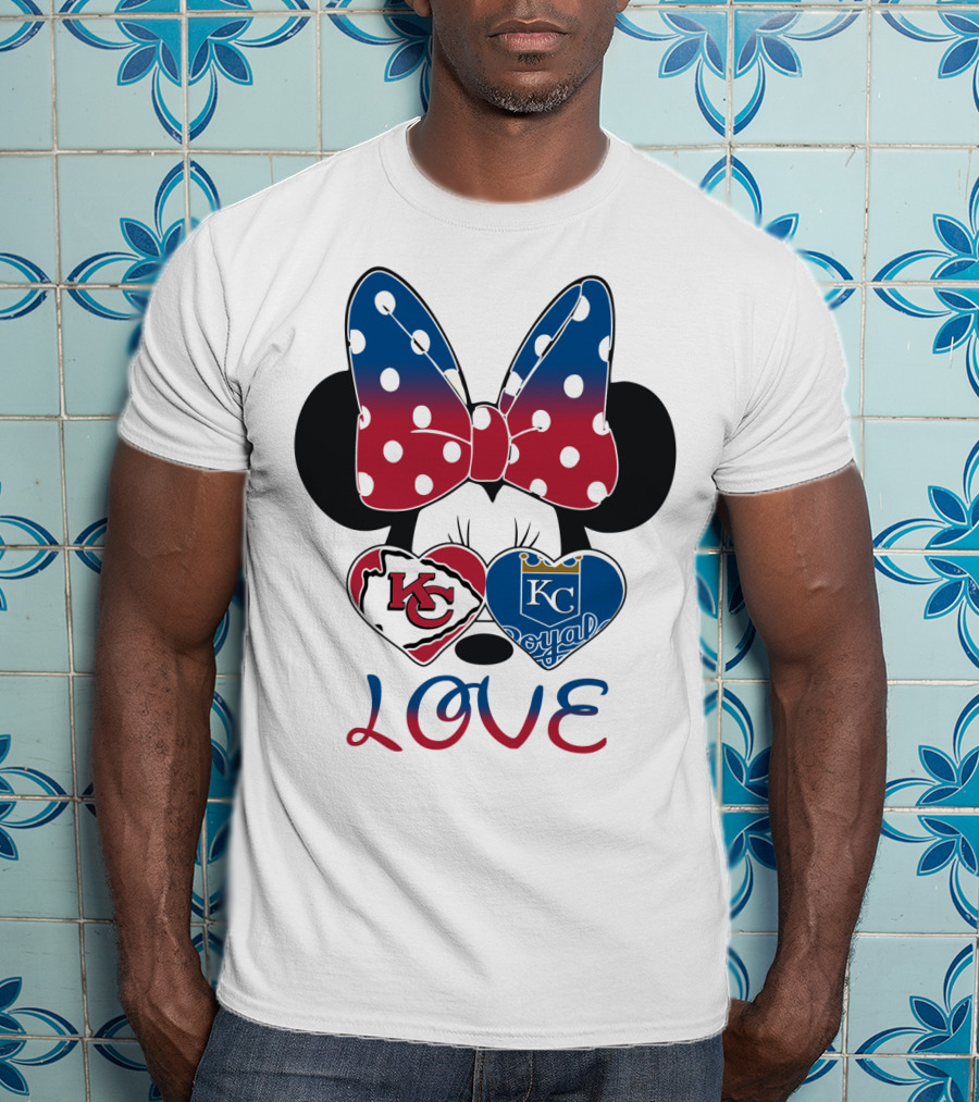 Love Minnie Mouse Kc Chiefs Royals Disney Kansas City T-Shirt