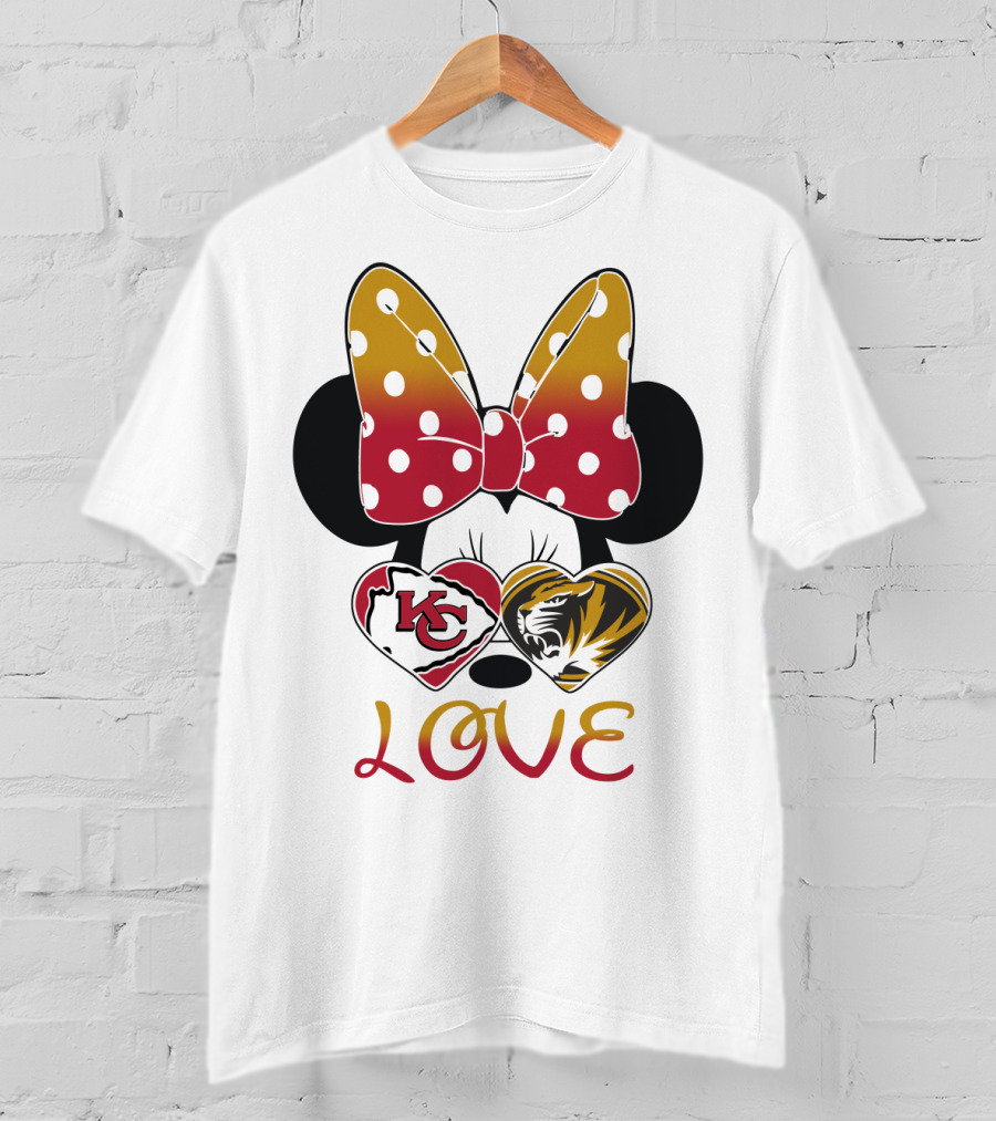 Minnie Mouse Bow Kc Chiefs Mizzou Tigers Love T-Shirt