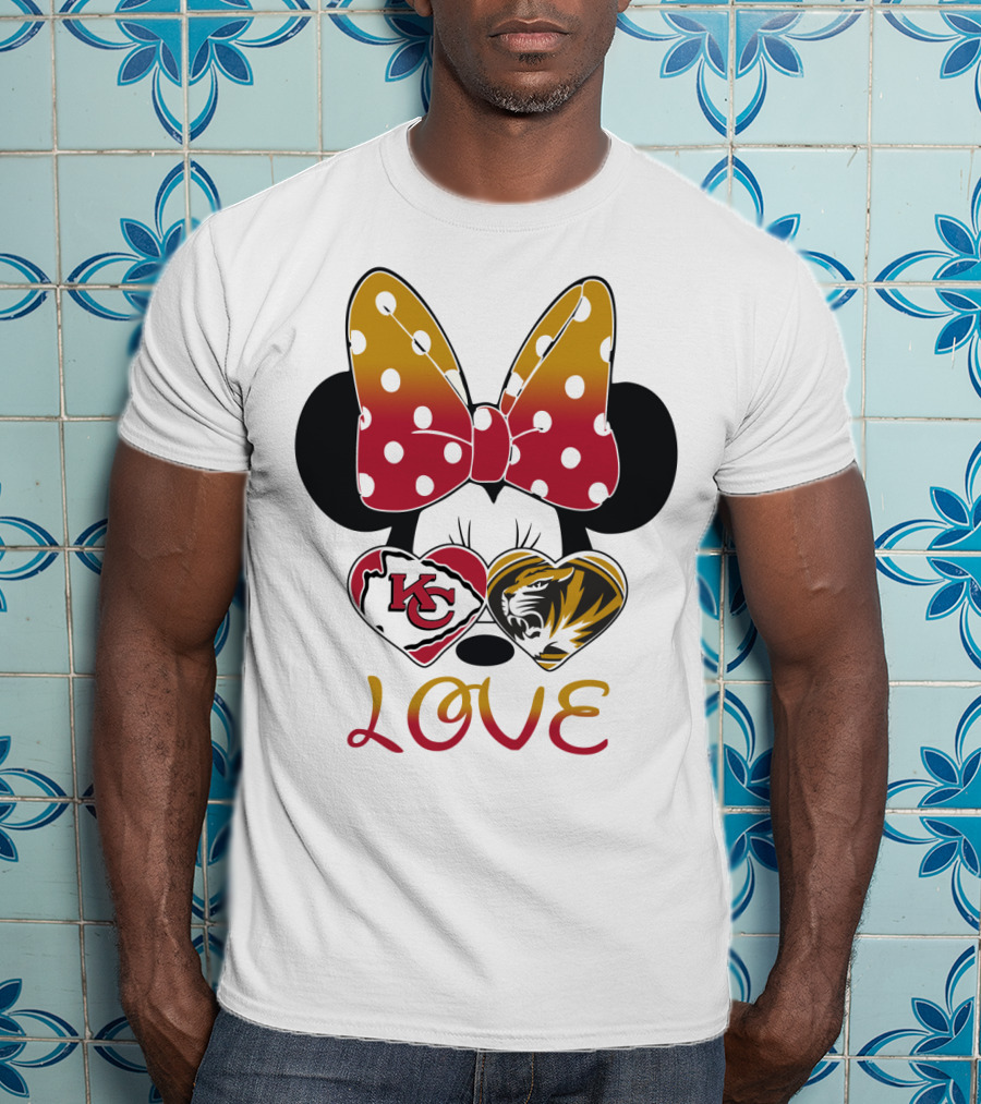 Minnie Mouse Bow Kc Chiefs Mizzou Tigers Love T-Shirt