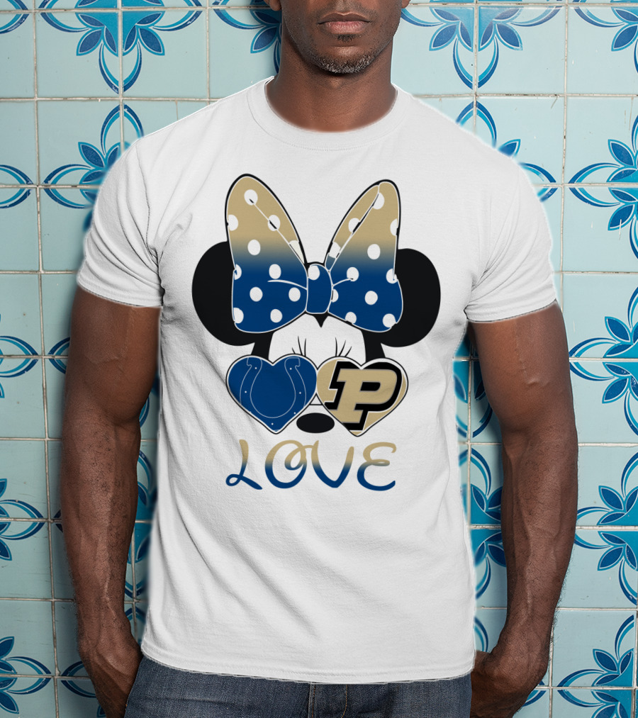 Purdue Boilermakers Minnie Mouse Love Bow Polka Dots T-Shirt