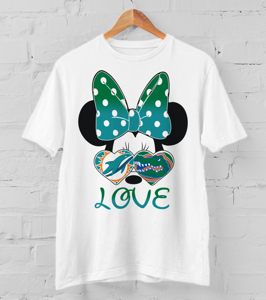 Love Mickey Gator Dolphin Hearts T-Shirt