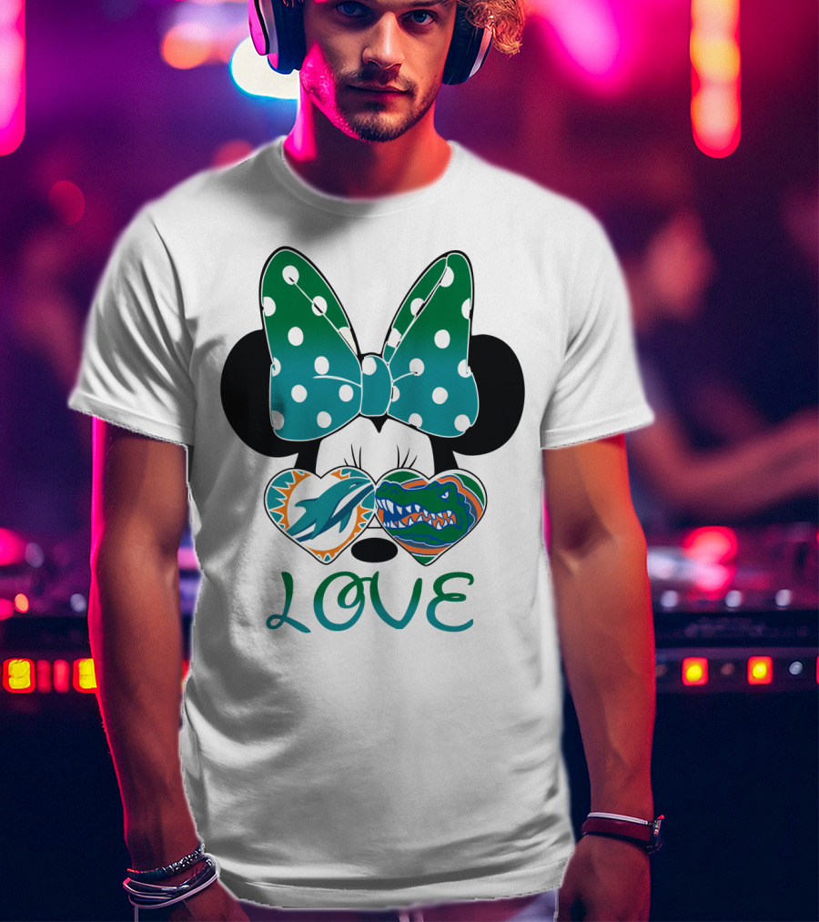 Love Mickey Gator Dolphin Hearts T-Shirt