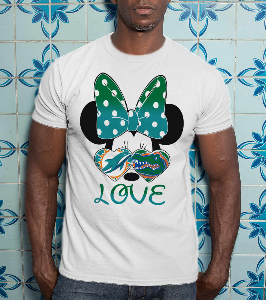 Love Mickey Gator Dolphin Hearts T-Shirt