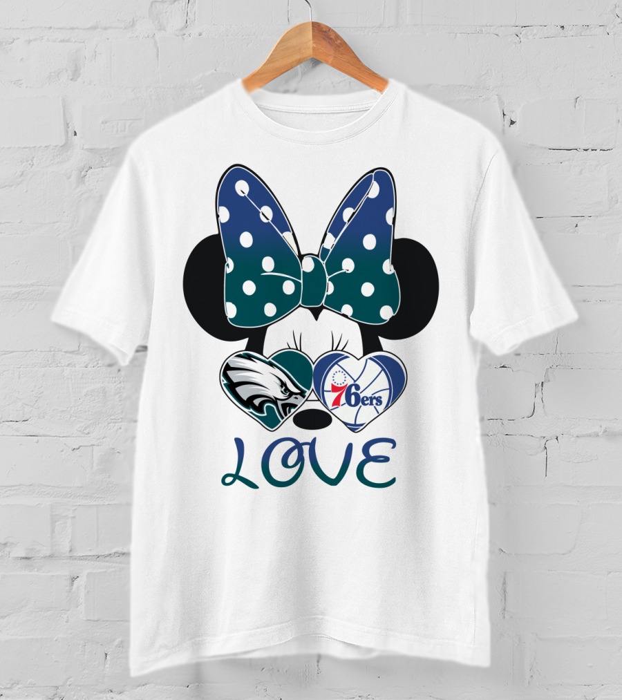 Love Eagles 76ers Bow Hearts T-Shirt