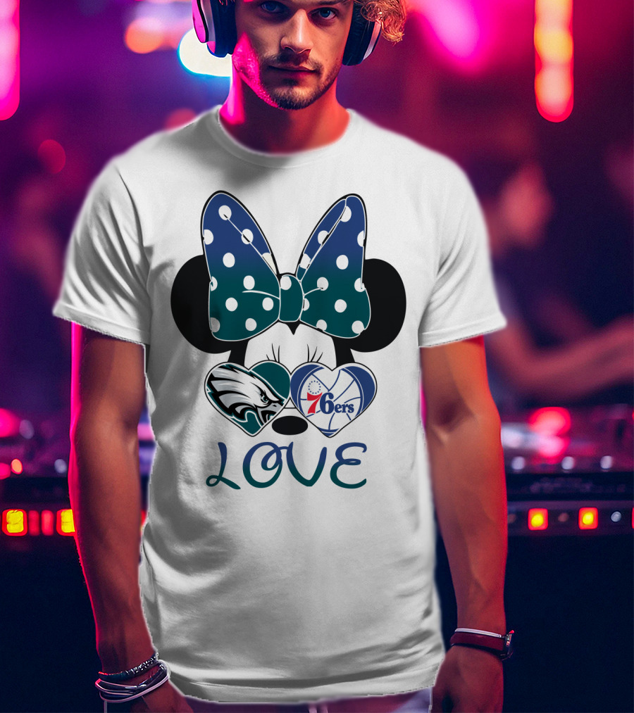 Love Eagles 76ers Bow Hearts T-Shirt