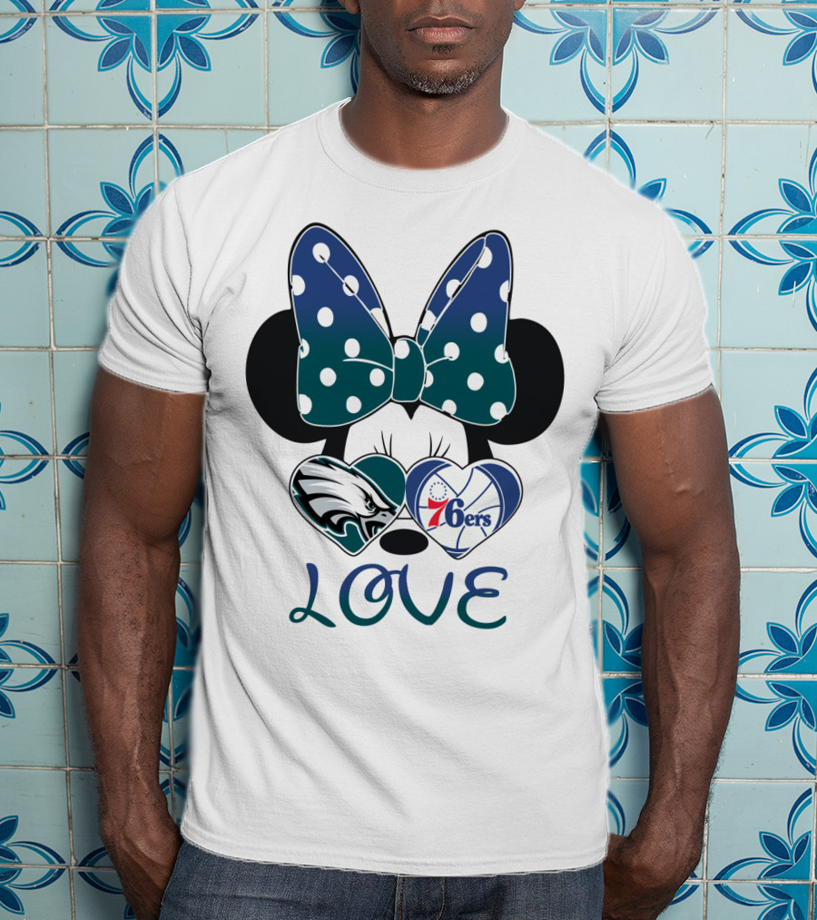 Love Eagles 76ers Bow Hearts T-Shirt