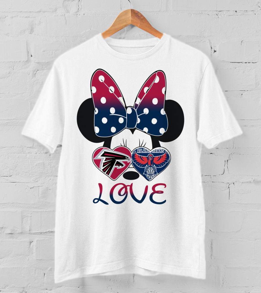 Mic 060 Minnie Mouse Love Atlanta Falcons Hawks Hearts T-Shirt