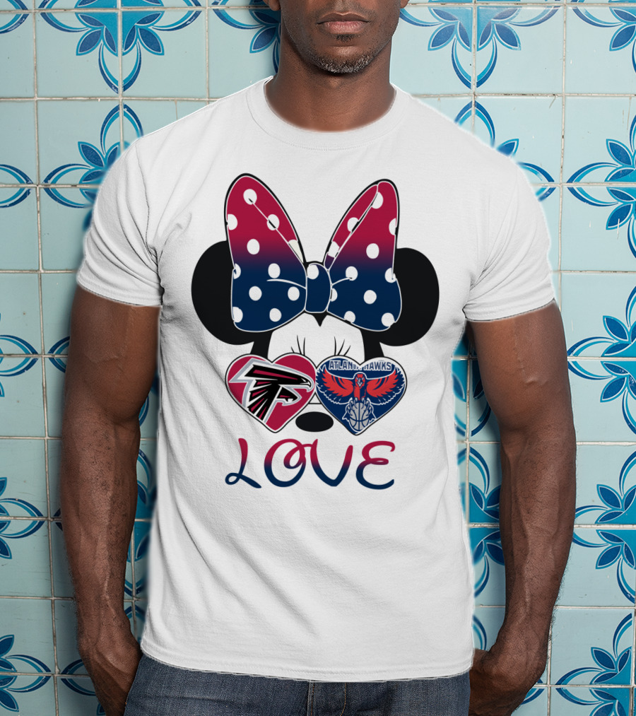 Mic 060 Minnie Mouse Love Atlanta Falcons Hawks Hearts T-Shirt
